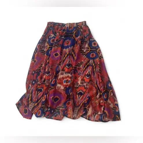 Live 4 Truth Abstract Boho Hippie Midi Skirt Lined Size 1 Button Front