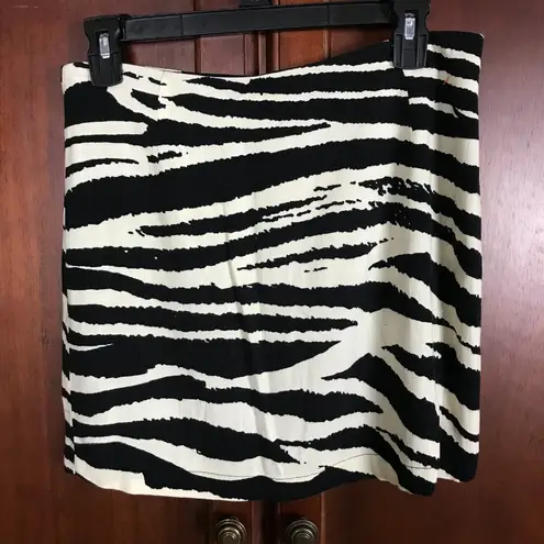 Free People Ruffle Black Beige Zebra Print Mini Skirt Front Full Zip