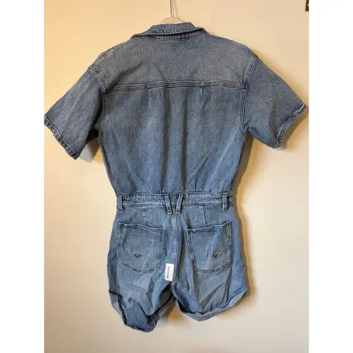Hudson Jeans Hudson Sz 28 Denim Blue Jean Short Sleeve Button Front Romper