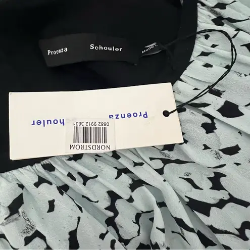 Proenza Schouler NEW NWT Short Sleeve Printed Flowy Top Blue Inky Spot Print
