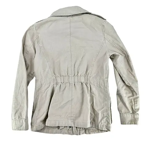 Vintage Y2K Ambiance Mid Length Trench Jacket Tan Khaki Color Cinched Waist S