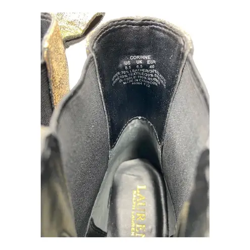 Lauren Ralph Lauren Women’s Gold Metallic Leather Moto Bootie Boots Size 7.5