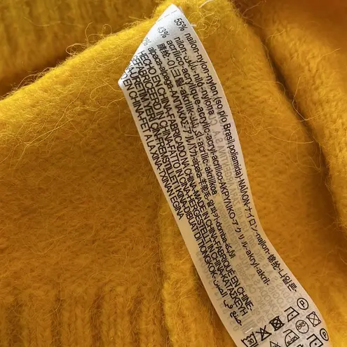 ZARA NWOT  MARINO WOOL BLEND KNIT V NECK TOP YELLOW LARGE BLOGGERS FAV