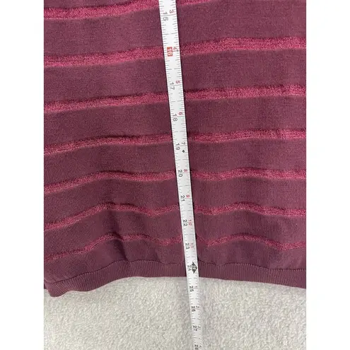 Chico's  Women's Turtleneck Striped Sweater Size 3 XL Long Sleeve Maroon