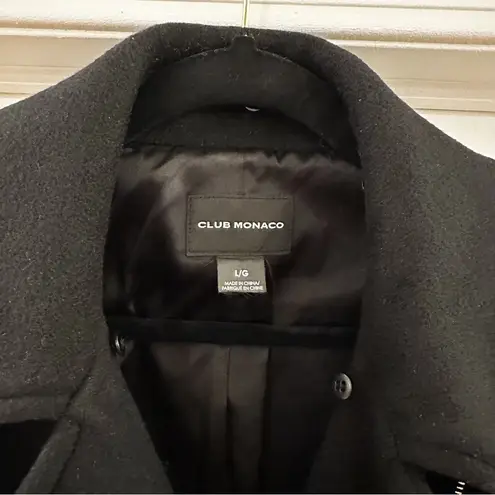 Club Monaco Wool Josette Faux Fur Removable Collar Zip Peacoat Black Large $495