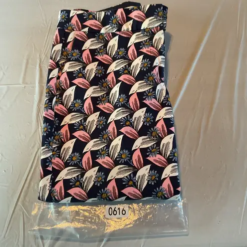 NWOT Boden Richmond Ankle Pant Slim Straight Floral Leaf Print Size 8P Navy Pink