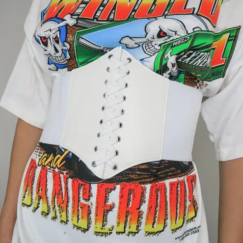 White Lace Up Waspie Corset Belt