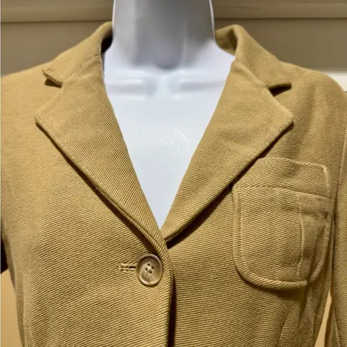 Ralph Lauren 100% Cotton Blazer Jacket Size 6 Tan Button Front Equestrian Style
