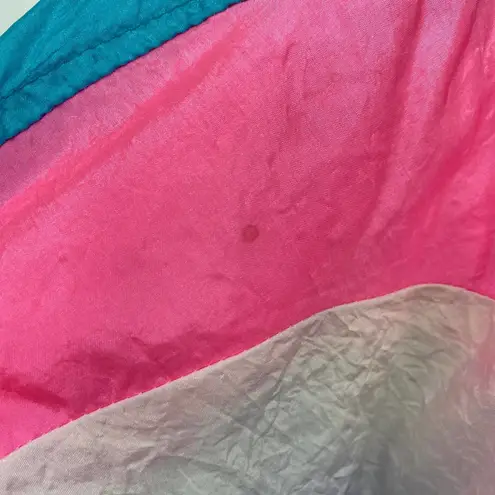 Adolfo Vintage 80s Windbreaker Colorblock Blue Pink White Full Zip Jacket Medium