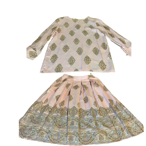 Talbots VINTAGE CIRCA 1980'S  PINK & YELLOW SKIRT AND BLOUSE SET (10P)