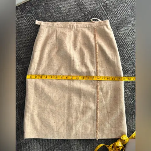 ROYITA Beige Wool Skirt SIZE L – Classic Minimalist Office Style Tan Size L