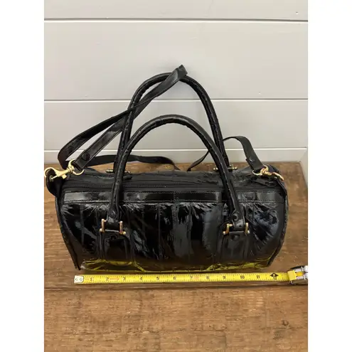 Eel Skin Black Satchel Handbag Shoulder Bag Y2K Vintage Purse w/ long strap