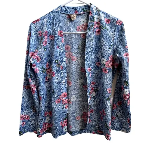Vintage Women's Koko Knits 80s Floral Cardigan Size M Feminine Dainty Coquette Blue Size M