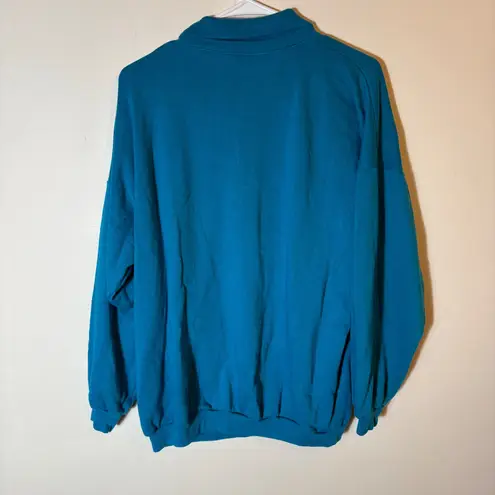 Bordeaux Vintage 1981 Elephant Appliqué Sweatshirt Teal Blue 2X Pom Pom Sweater