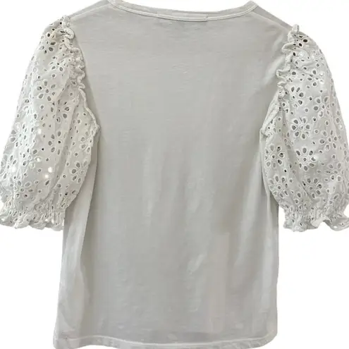 Veronica Beard Coralee Eyelet Puffed Sleeve Top Bright White Size XS