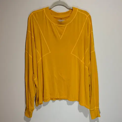 Free People FP Movement Runner Up Long Sleeve Oversized Slouchy Tee Marigold M Yellow Size M
