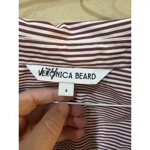 Veronica Beard Shirt Dress Size 4 Jacinda Striped Stretch Cotton Wrap Belted
