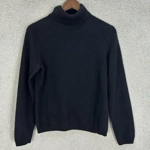 Neiman Marcus  cashmere sweater womens large black turtleneck minimalist basic