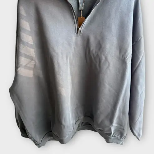 SKIMS Boyfriend Fleece Slouchy Half Zip Pullover – Slate Blue (NWT)