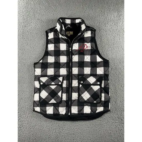 Woolrich Vest Women Large Duck Down Plaid Quilted Puffer Full Zip Classic