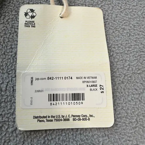 ANA A New Approach Top XL Women's Black Ribbed Knit Square Neck Short Sleeve NWT