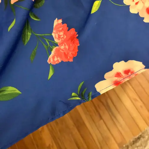 Eliza J Floral Halter High Neck Sleeveless Tiered Dress Blue Pink 8