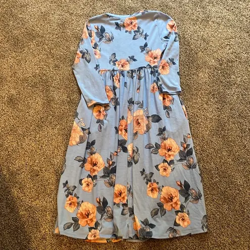 Flamingo Urban Blue Floral Empire Waist Dress Small