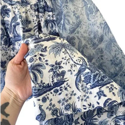 STAUD Garden Balloon Sleeve Shift Dress In China Blue Toile