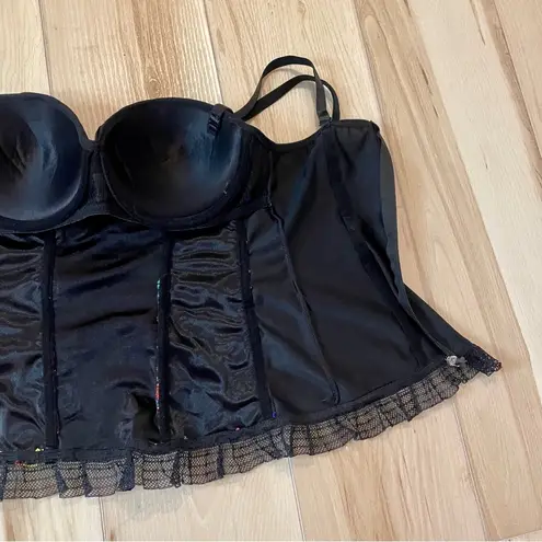 Just One Black Corset With Multicolor Design And Zip Up Back Size Large