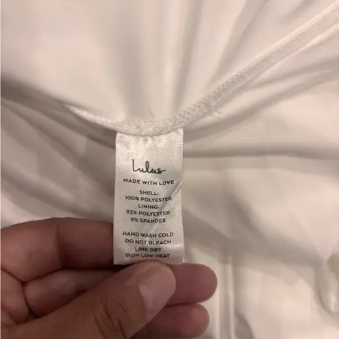 Lulus Elegant real love White satin Sleeveless Maxi Dress size S