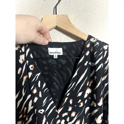 Heartloom Black & White Leopard Zebra Mixed Print Wrap Dress Size Medium
