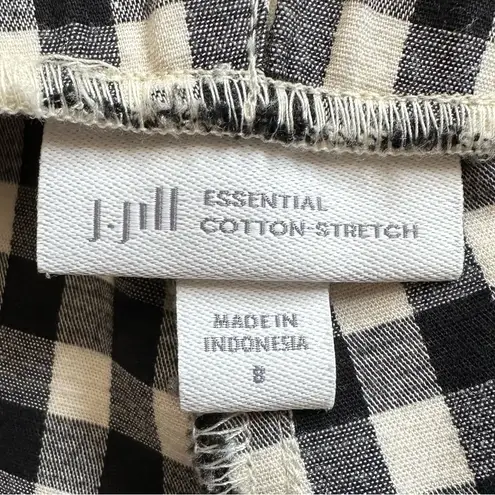 J. Jill Essential Cotton Stretch Gingham Pull On Pants, Size 8 Black