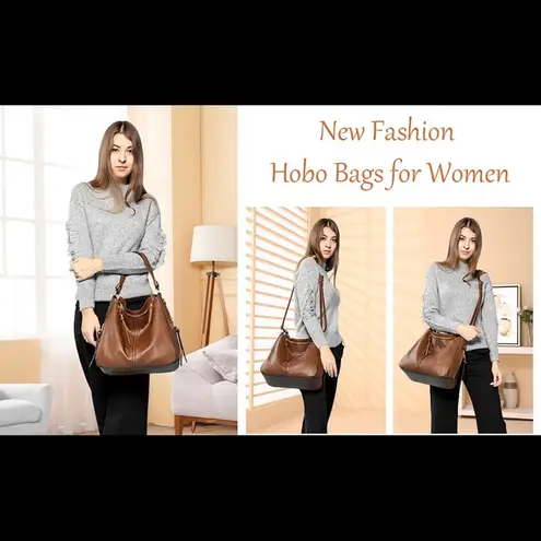 Realer Faux Brown Leather with Tassel Hobo Bags