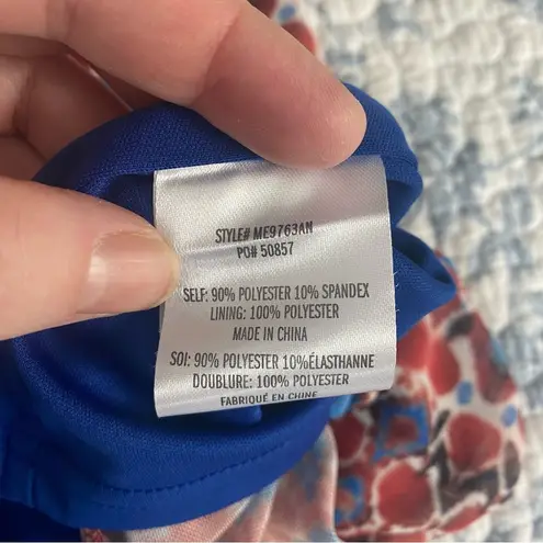 Eva Franco Blue and Red Bohemian Long Sleeve Lined Maxi Dress Size Medium