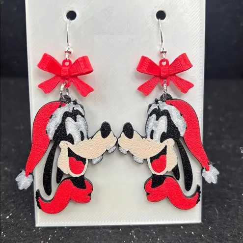 Goofy Christmas Earrings with Red Bows