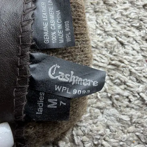 VTG Cashmere WPL 9093 Women's Chocolate Brown Size 7M Leather Gloves Lined