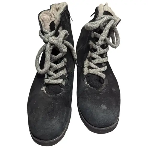 Ron White Black Suede Faux Fur Lined Lace