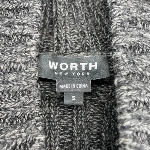 Vintage Worth New York 100% Wool Long Grey Tunic Short Sleeve Sweater Size Small Gray