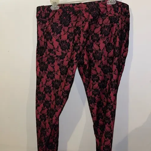 Celebrity Pink  Black and Red Paisley Lace Pants