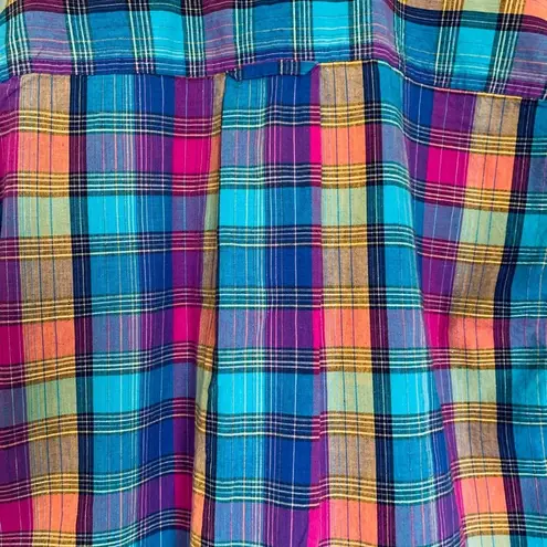 Dockers Uniquely RARE Vintage Bright Plaid Print Button Up Dress Shirt | Size: S