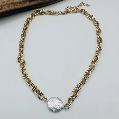18K Gold Stainless Steel Coin Pearl Necklace