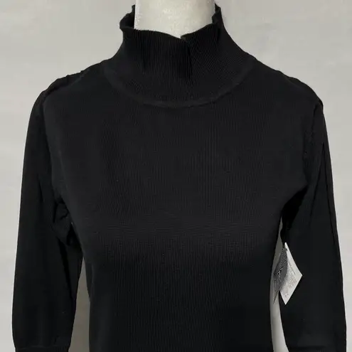 Area Stars New Puff Sleeve Mock Neck Mini Sweater Dress Black Size XS