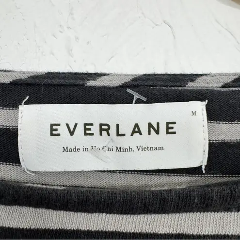 Everlane  Black Grey Striped Boat Neck Sweater Womens M Casual Closet Staple Top