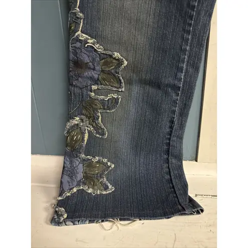 Vtg Y2K INC International Concepts Denim Floral Embellished Jeans Sz 10 Relaxed Blue