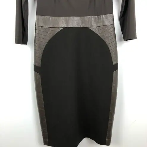 Rickie Freeman Teri Jon Sheath Dress Faux Leather Brown Size 4