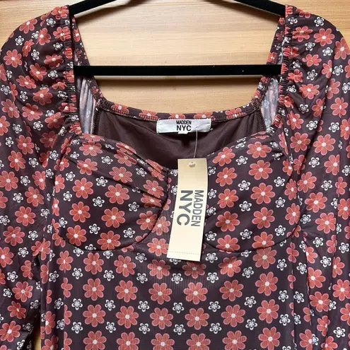 NEW Madden NYC Womens Floral Sheer BodyCon Dress Plus Size XXL Boho Hippie Indie Brown