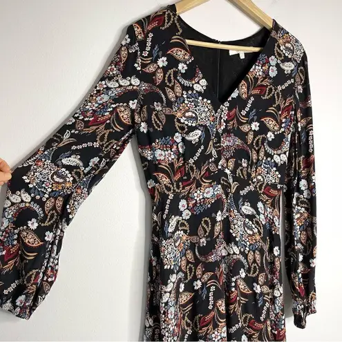 WAYF Malone Plunge Long Sleeve Mini Dress - Medium