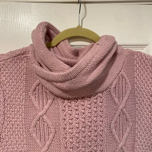 L.L. Bean Signature Size M Lavender Pullover Cotton Cowl Neck Fisherman Sweater Purple Size M