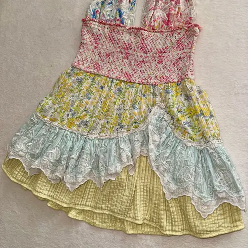 Love Shack Fancy  Patchwork Floral Halter Cambria Mini Dress size Small thumbnail 6