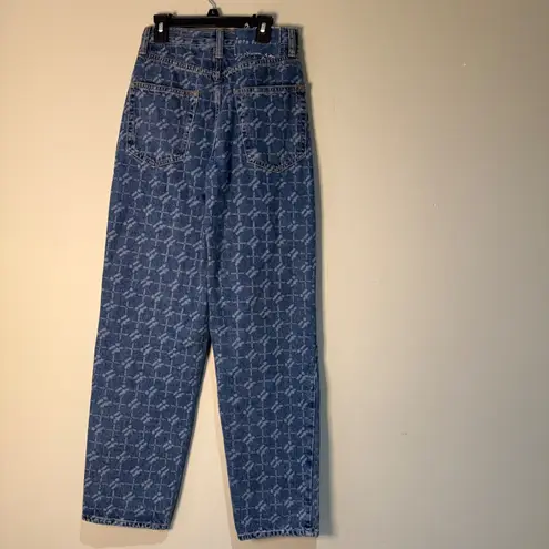 Iets Frans Women's Jeans Size 25W Blue Patterned High Rise Straight Leg Denim Blue - Image 2